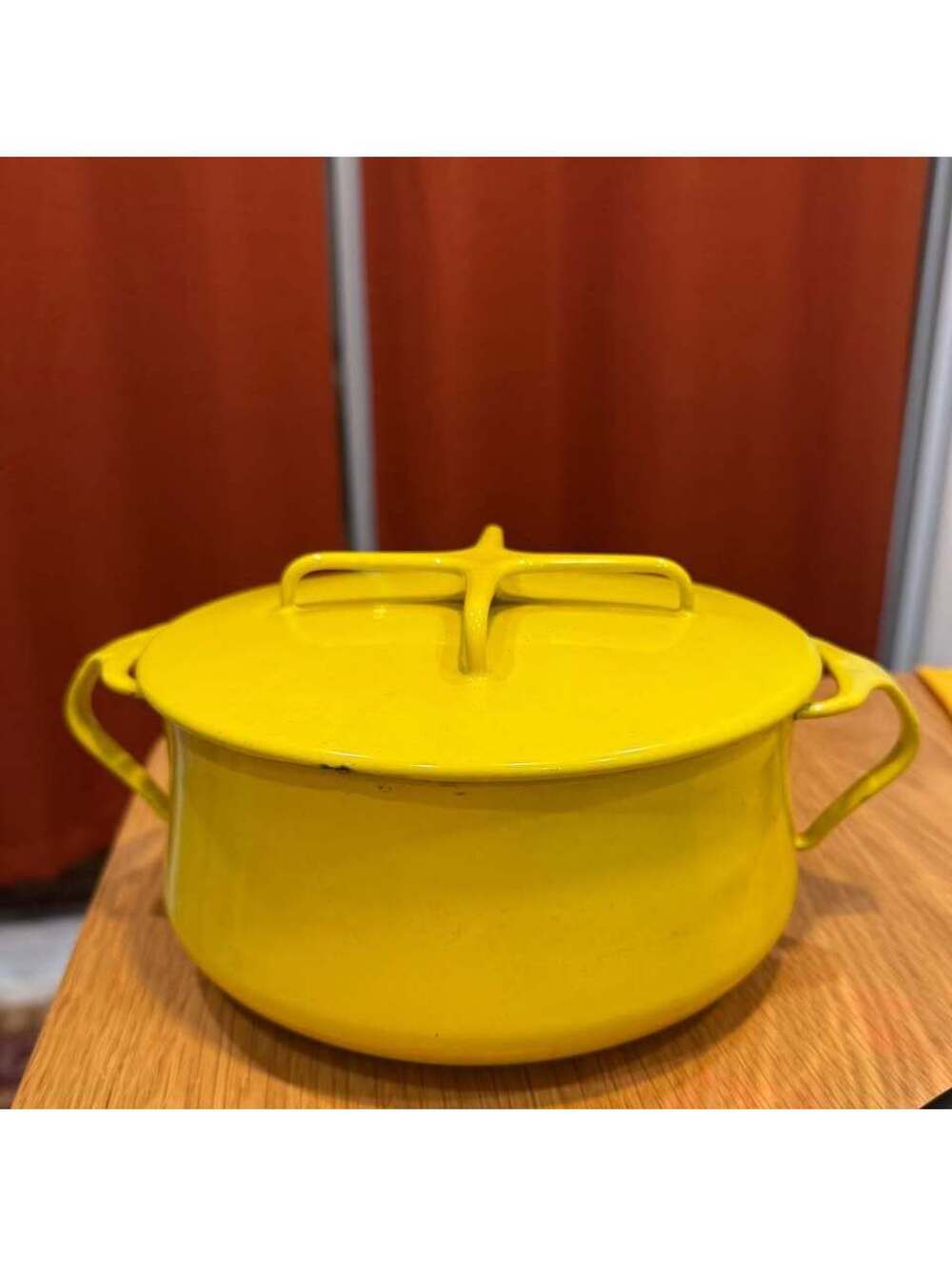 Vintage Dansk Kobenstyle Yellow Enamel Casserole Dish